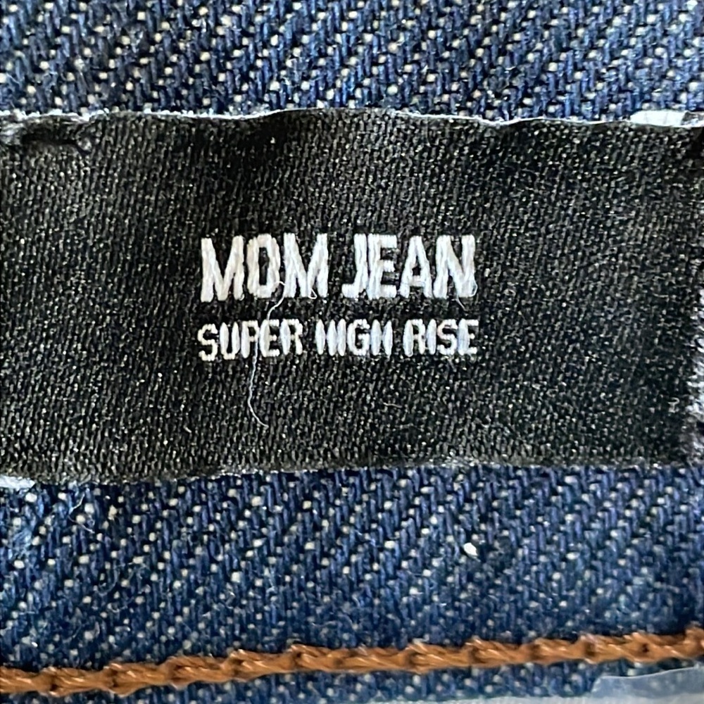 ExpressMom Jeans Women's Navy Denim Buckle Waist High Rise Straight Leg, Size 2R - Picture 8 of 10